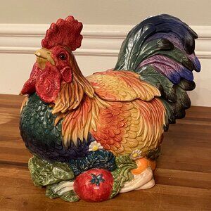 Rooster Cookie Jar by Fitz and Floyd 1996 Farmhouse Country Cottage Decor